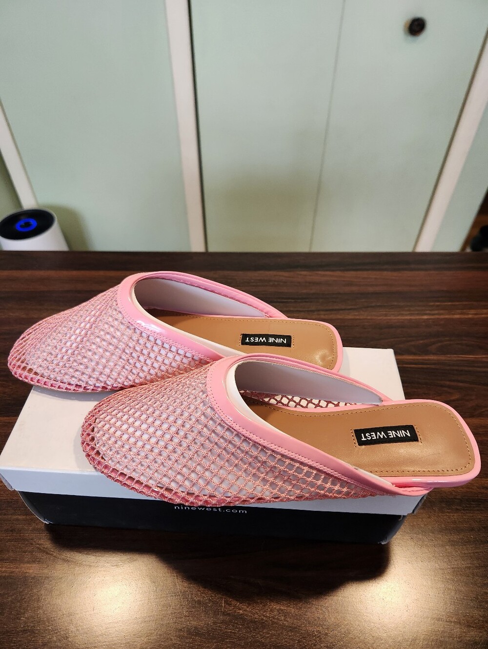 Nine West Pink Mesh Slip-On Mules Size 8
